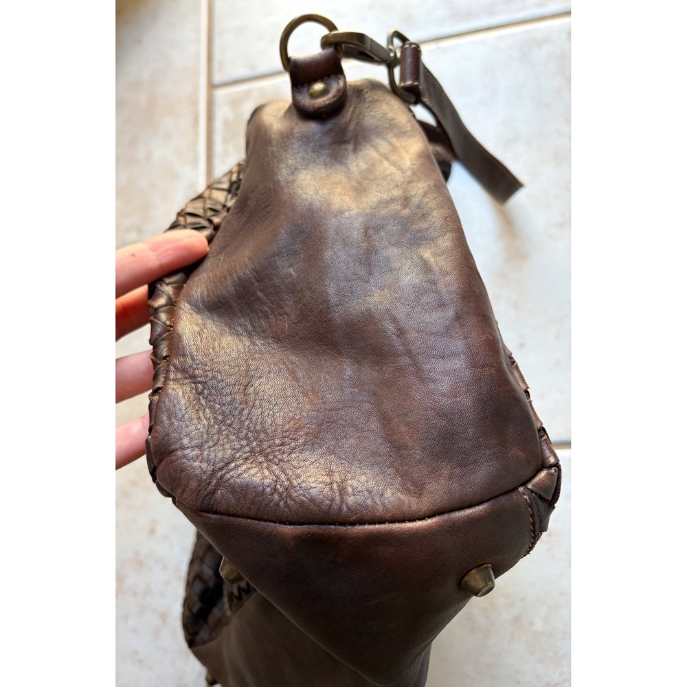 Costanza Rota Brown Woven Leather Satchel Bag Made in Italy Crossbody Boho - Picture 4 of 10